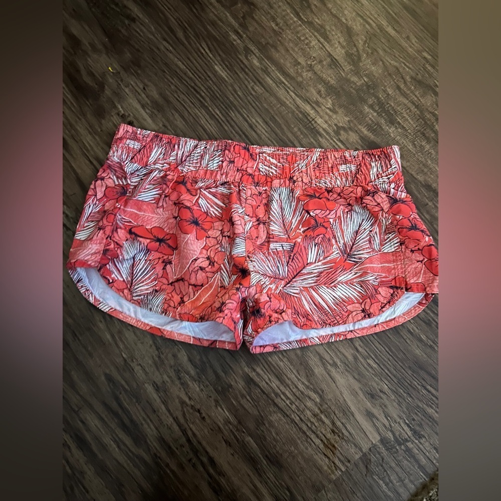 Volcom Coral and White Tropical Swim Coverup Shorts